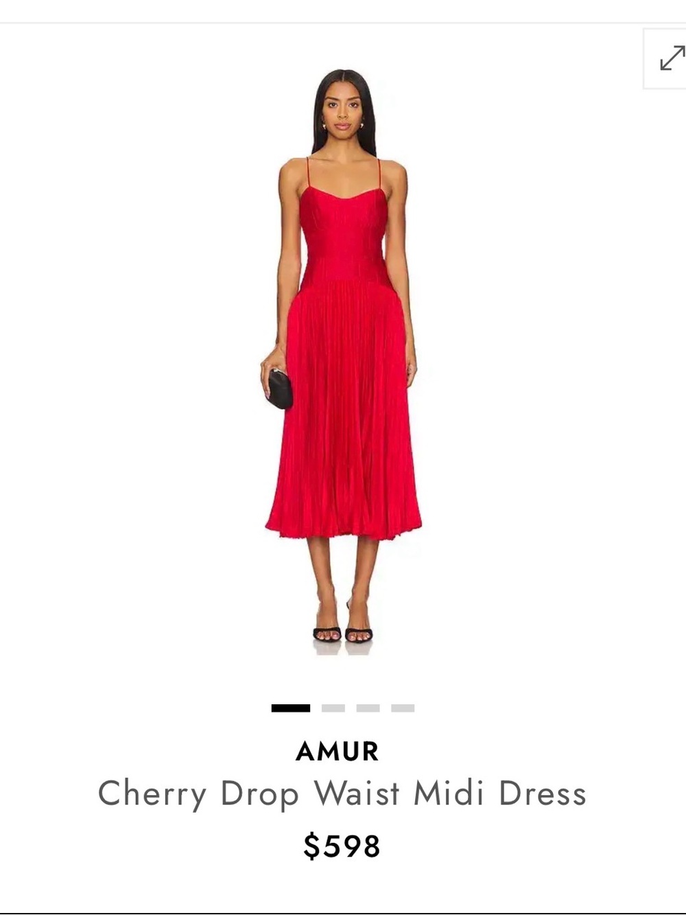 AMUR Red Pleated Spaghetti-Strap Maxi Dress - Picture 2 of 5